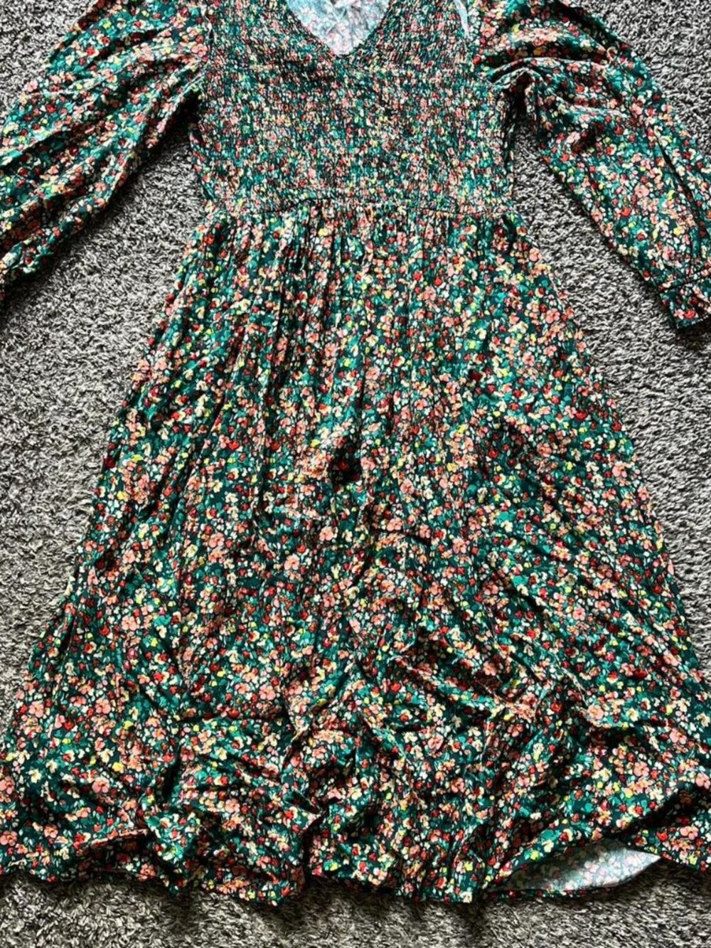 J.Crew Floral Summer Midi Dress Medium Cottagecore Feminine Flowy Coastal Vneck
